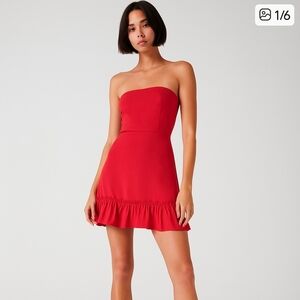 Sunday Best Strapless Red Mini Dress